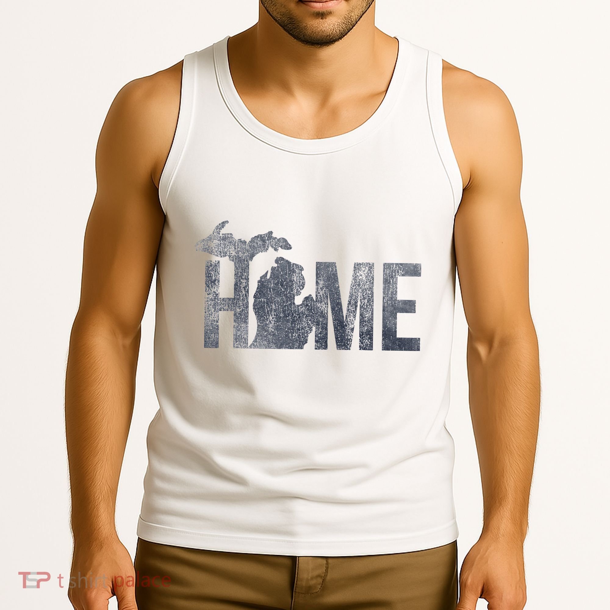 Michigan Home Blue And Distressed Tank Top