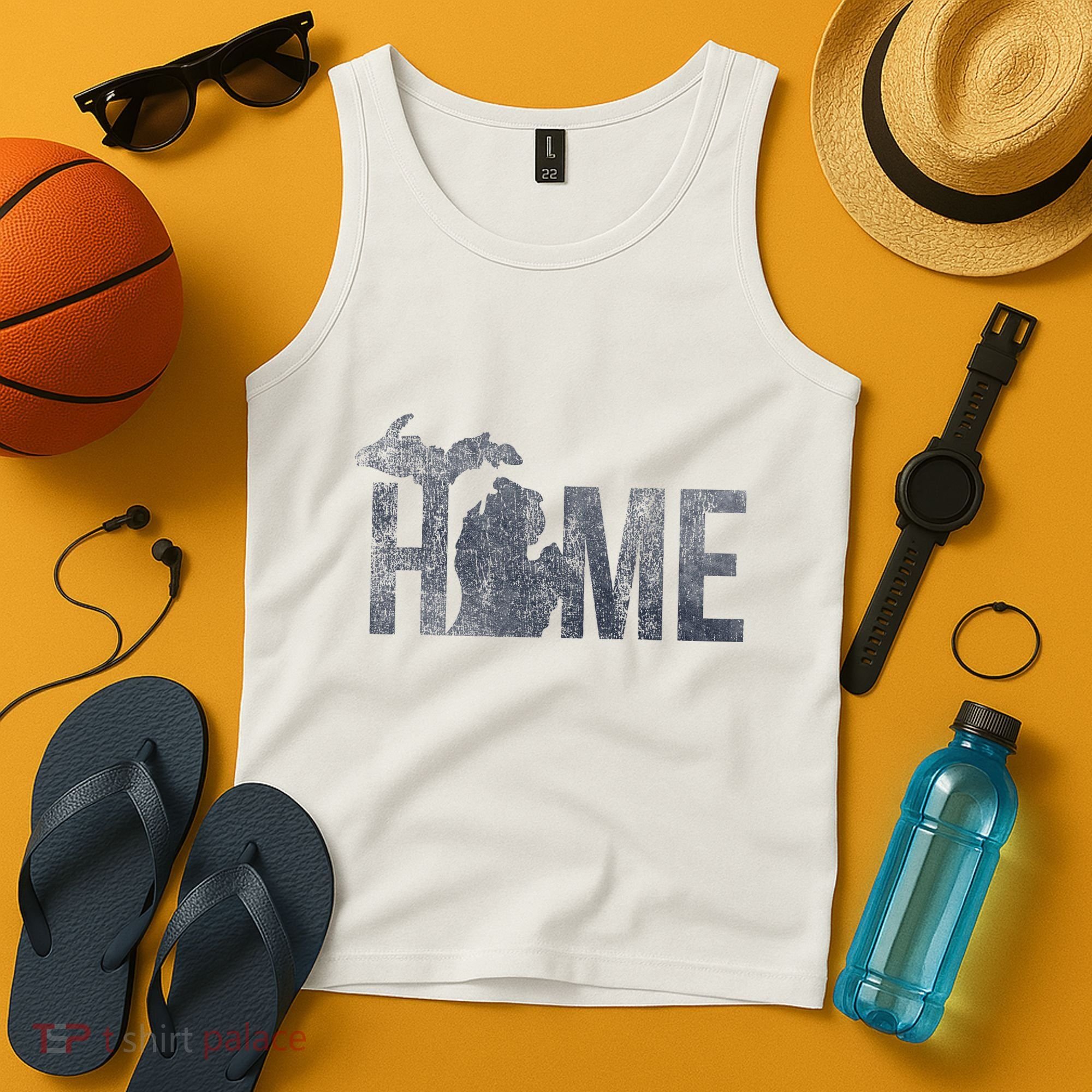 Michigan Home Blue And Distressed Tank Top