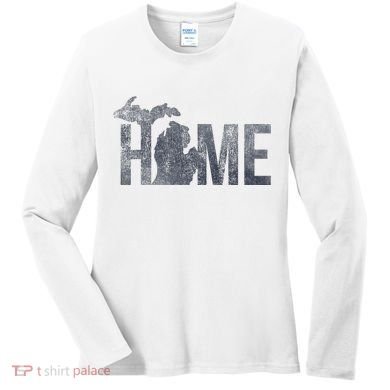 Michigan Home Blue And Distressed Women's Long Sleeve Shirt
