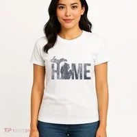 Michigan Home Blue And Distressed Women's T-Shirt thumb 4