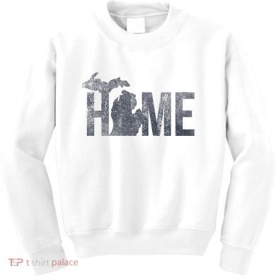 Michigan Home Blue And Distressed Kids Sweatshirt