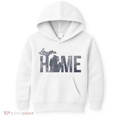 Michigan Home Blue And Distressed Kids Hoodie