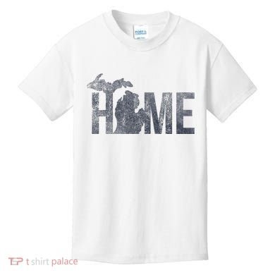 Michigan Home Blue And Distressed Kids T-Shirt