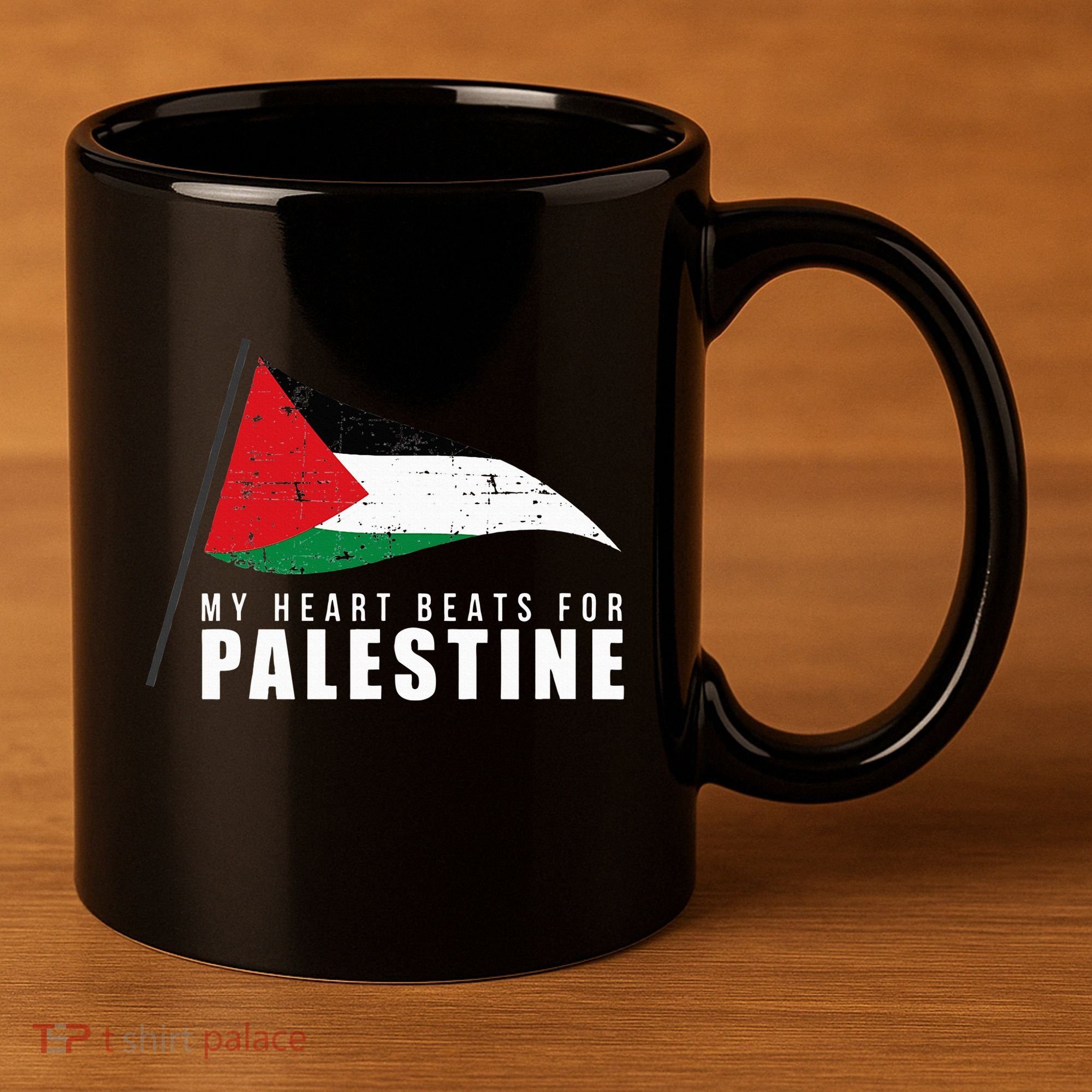 My Heart Beats For Palestine Gaza Peace Middle East 11oz C Handle Ceramic Mug
