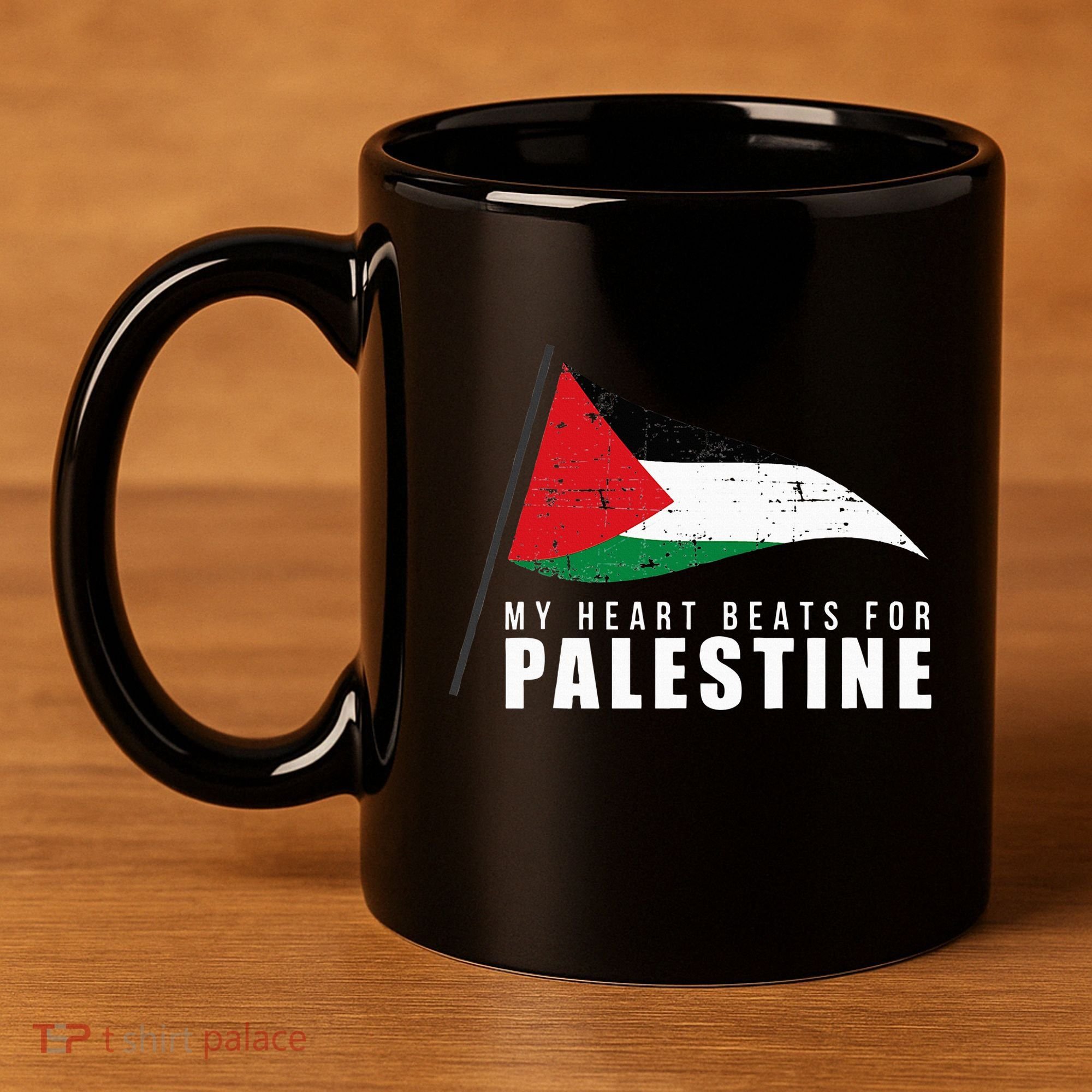 My Heart Beats For Palestine Gaza Peace Middle East 11oz C Handle Ceramic Mug
