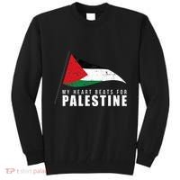 My Heart Beats For Palestine Gaza Peace Middle East Tall Sweatshirt thumb 0