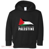 My Heart Beats For Palestine Gaza Peace Middle East Toddler Hoodie thumb 0