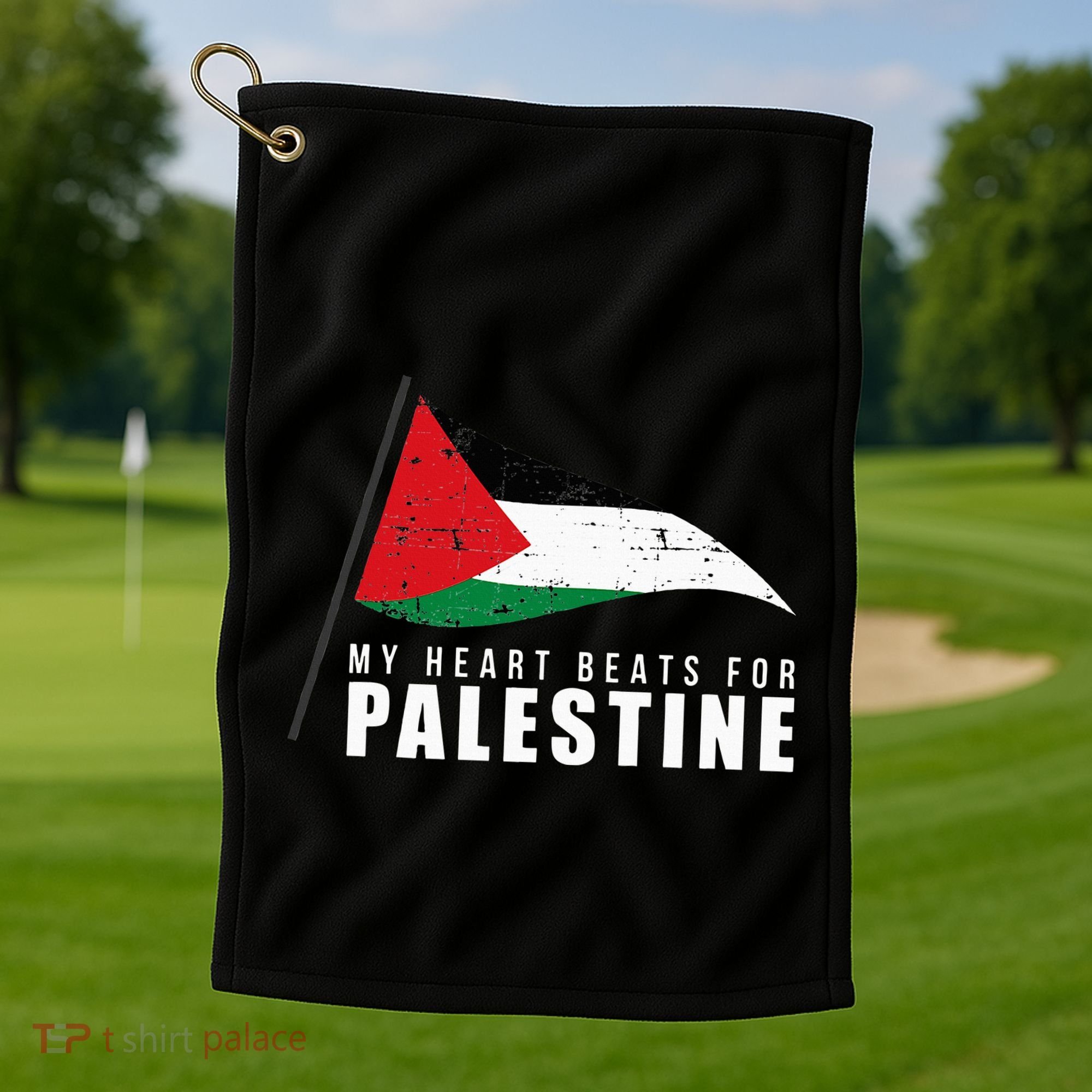 My Heart Beats For Palestine Gaza Peace Middle East Golf Towel