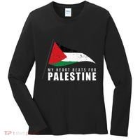 My Heart Beats For Palestine Gaza Peace Middle East Women's Long Sleeve Shirt thumb 0