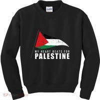 My Heart Beats For Palestine Gaza Peace Middle East Kids Sweatshirt thumb 0