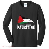 My Heart Beats For Palestine Gaza Peace Middle East Kids Long Sleeve Shirt thumb 0