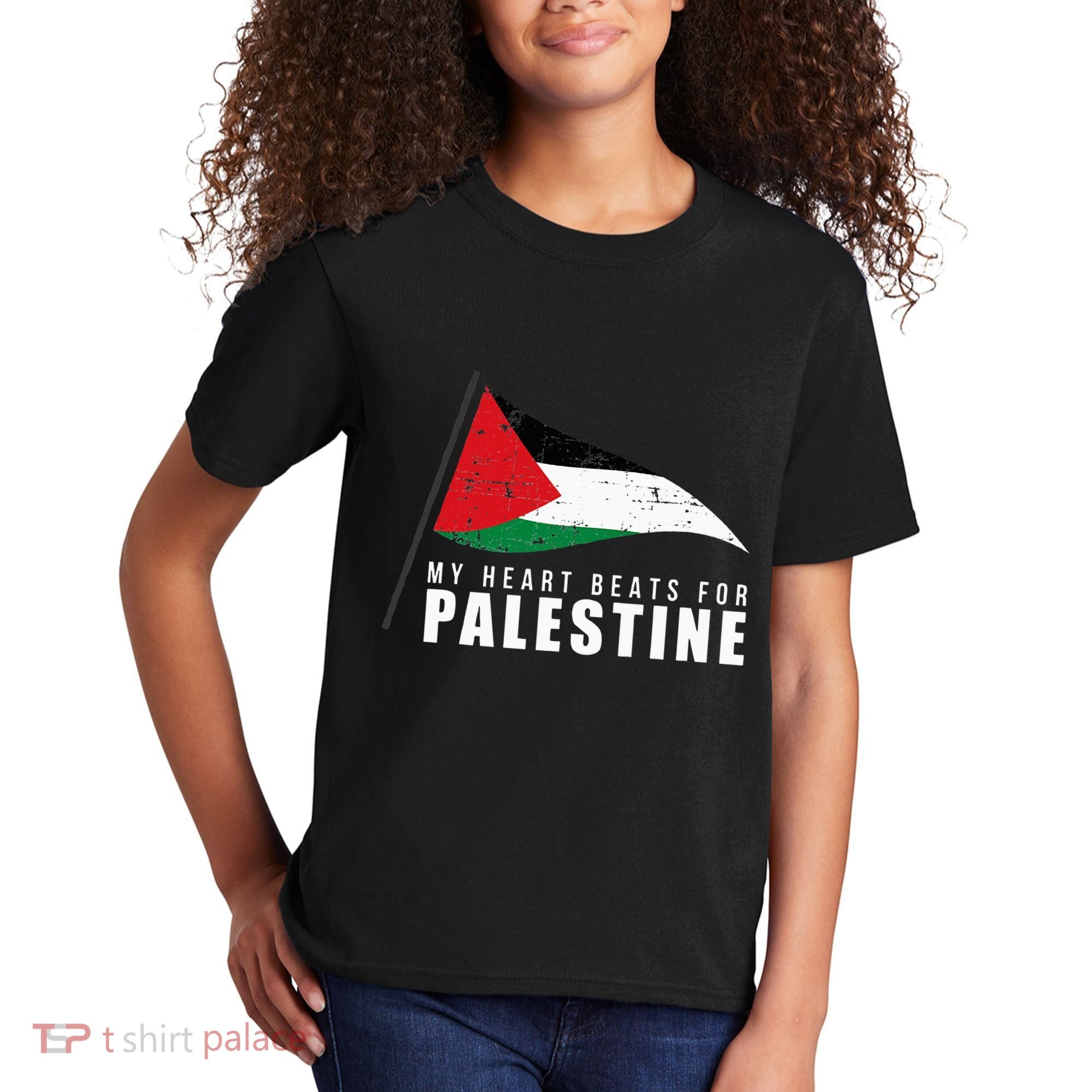 My Heart Beats For Palestine Gaza Peace Middle East Kids T-Shirt
