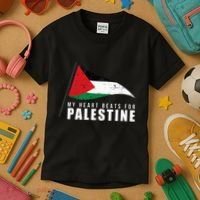 My Heart Beats For Palestine Gaza Peace Middle East Kids T-Shirt thumb 3