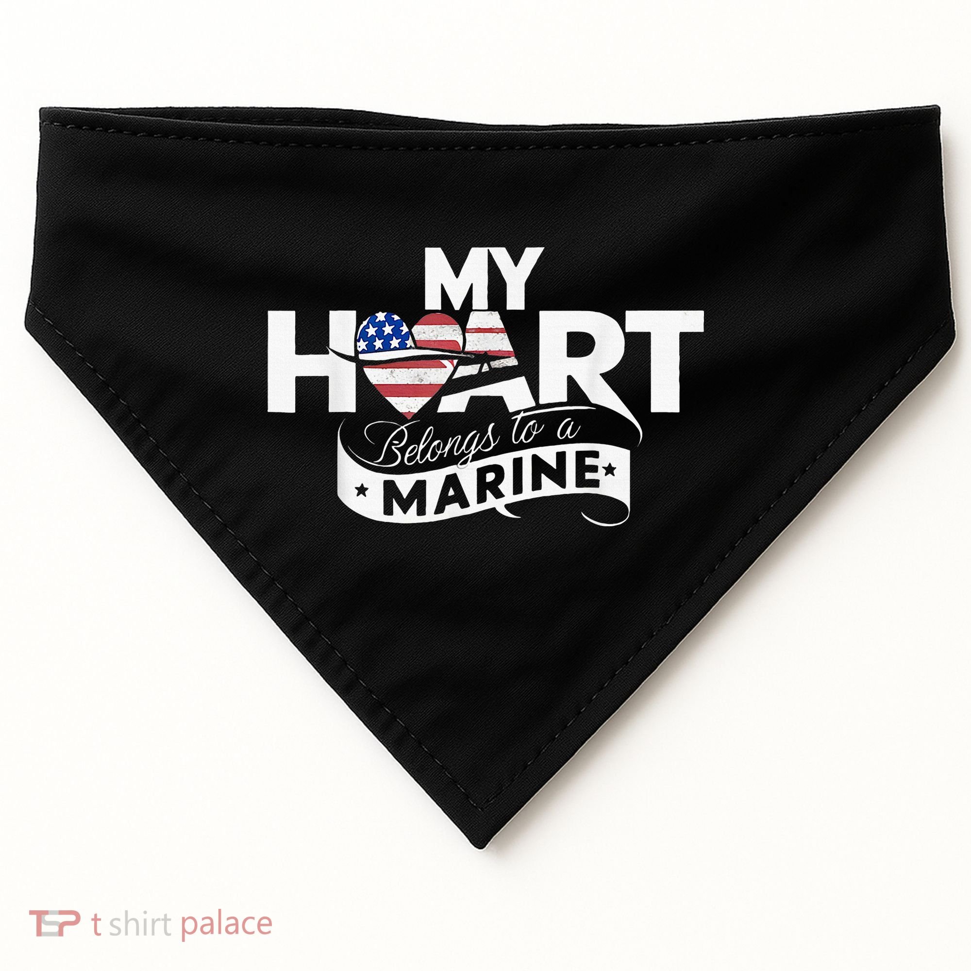 My Heart Belongs To A Marine USA-Made Doggie Bandana