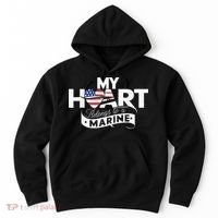 My Heart Belongs To A Marine Hoodie thumb 0