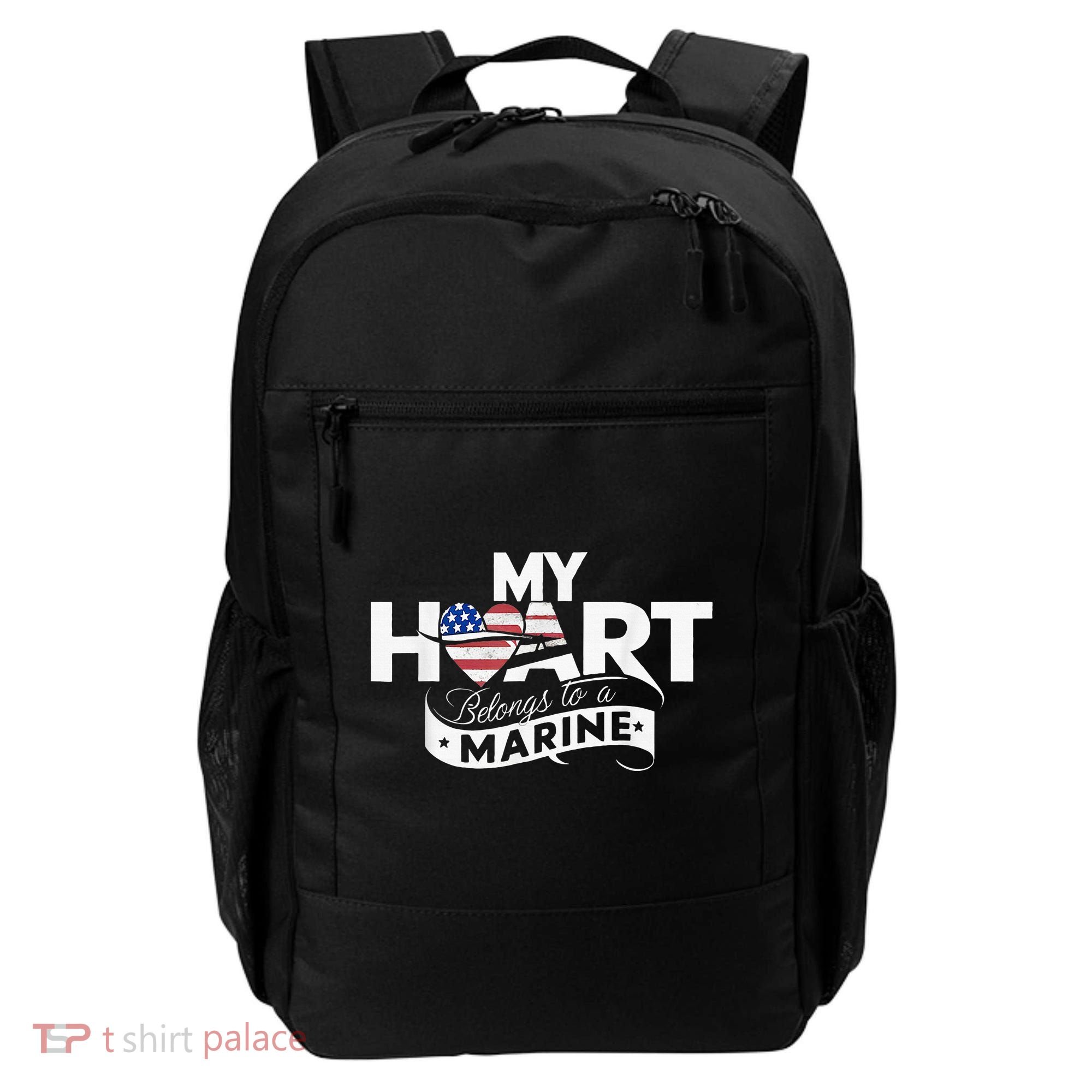 My Heart Belongs To A Marine Backpack