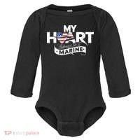 My Heart Belongs To A Marine Baby Long Sleeve Bodysuit thumb 0