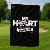 My Heart Belongs To A Marine Golf Towel thumb 1