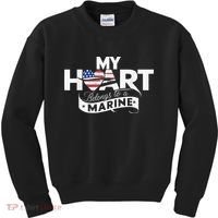 My Heart Belongs To A Marine Kids Sweatshirt thumb 0