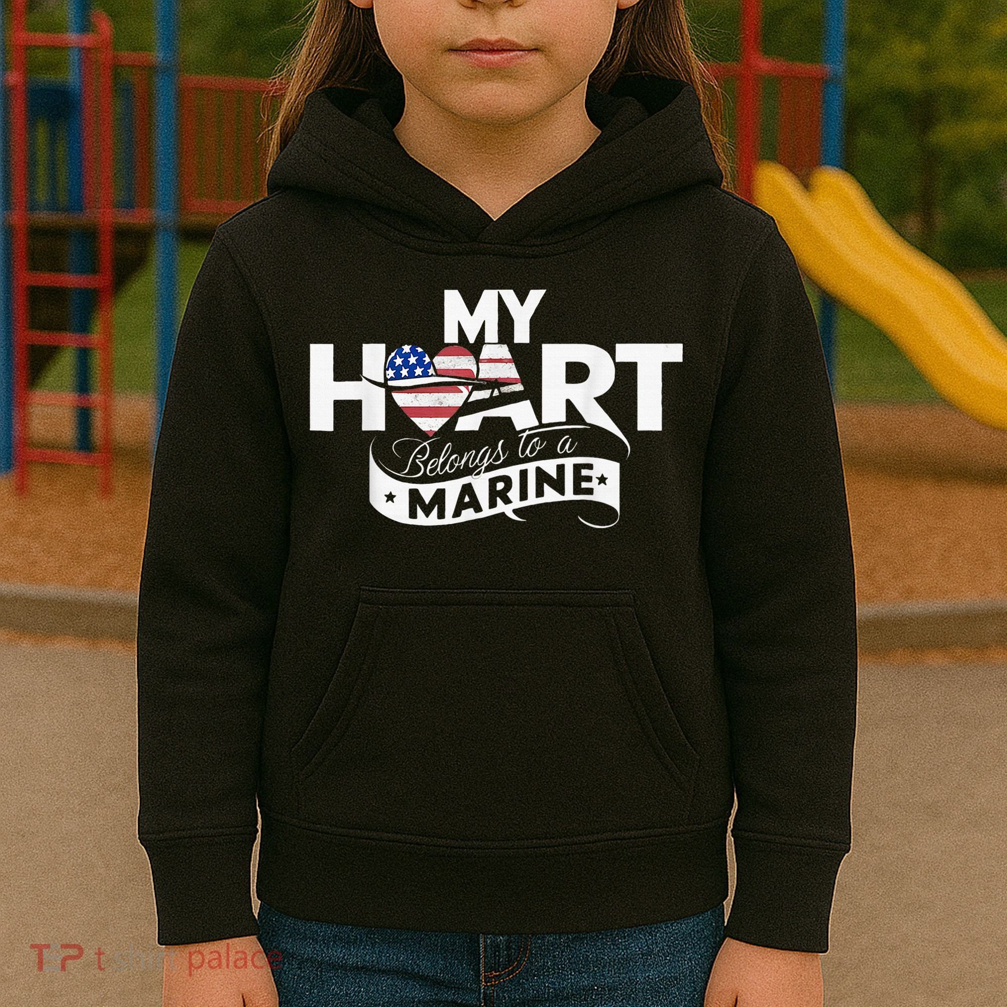 My Heart Belongs To A Marine Kids Hoodie