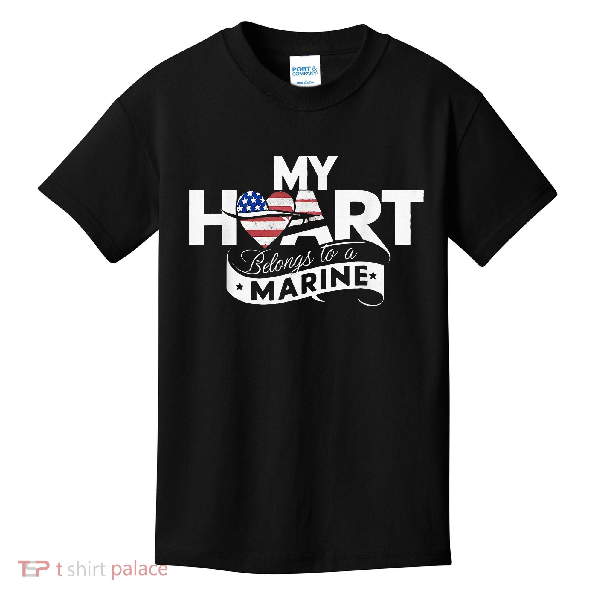 My Heart Belongs To A Marine Kids T-Shirt
