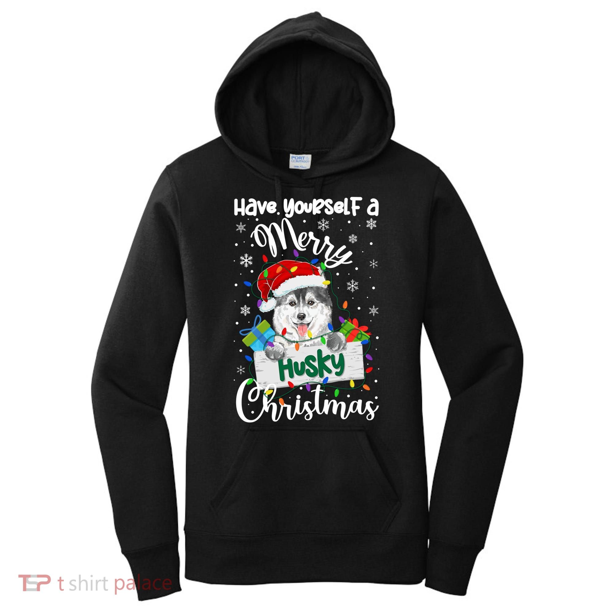 Merry Husky Christmas Siberian Husky Xmas Party Gift Women's Hoodie