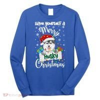 Merry Husky Christmas Siberian Husky Xmas Party Gift Long Sleeve Shirt thumb 0