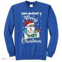 Merry Husky Christmas Siberian Husky Xmas Party Gift Sweatshirt thumb 0