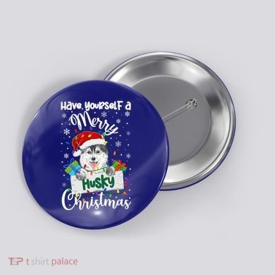 Merry Husky Christmas Siberian Husky Xmas Party Gift Button
