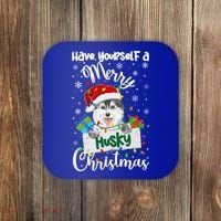 Merry Husky Christmas Siberian Husky Xmas Party Gift Coaster thumb 0