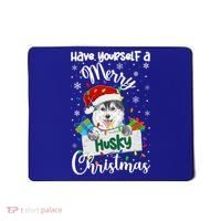 Merry Husky Christmas Siberian Husky Xmas Party Gift Mousepad thumb 0