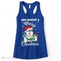 Merry Husky Christmas Siberian Husky Xmas Party Gift Women's Tank Top thumb 0