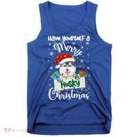 Merry Husky Christmas Siberian Husky Xmas Party Gift Tank Top thumb 0