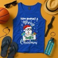 Merry Husky Christmas Siberian Husky Xmas Party Gift Tank Top thumb 4