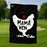 Mama Hen Chicken Funny Farmer Hen Chicken Mama Golf Towel thumb 1