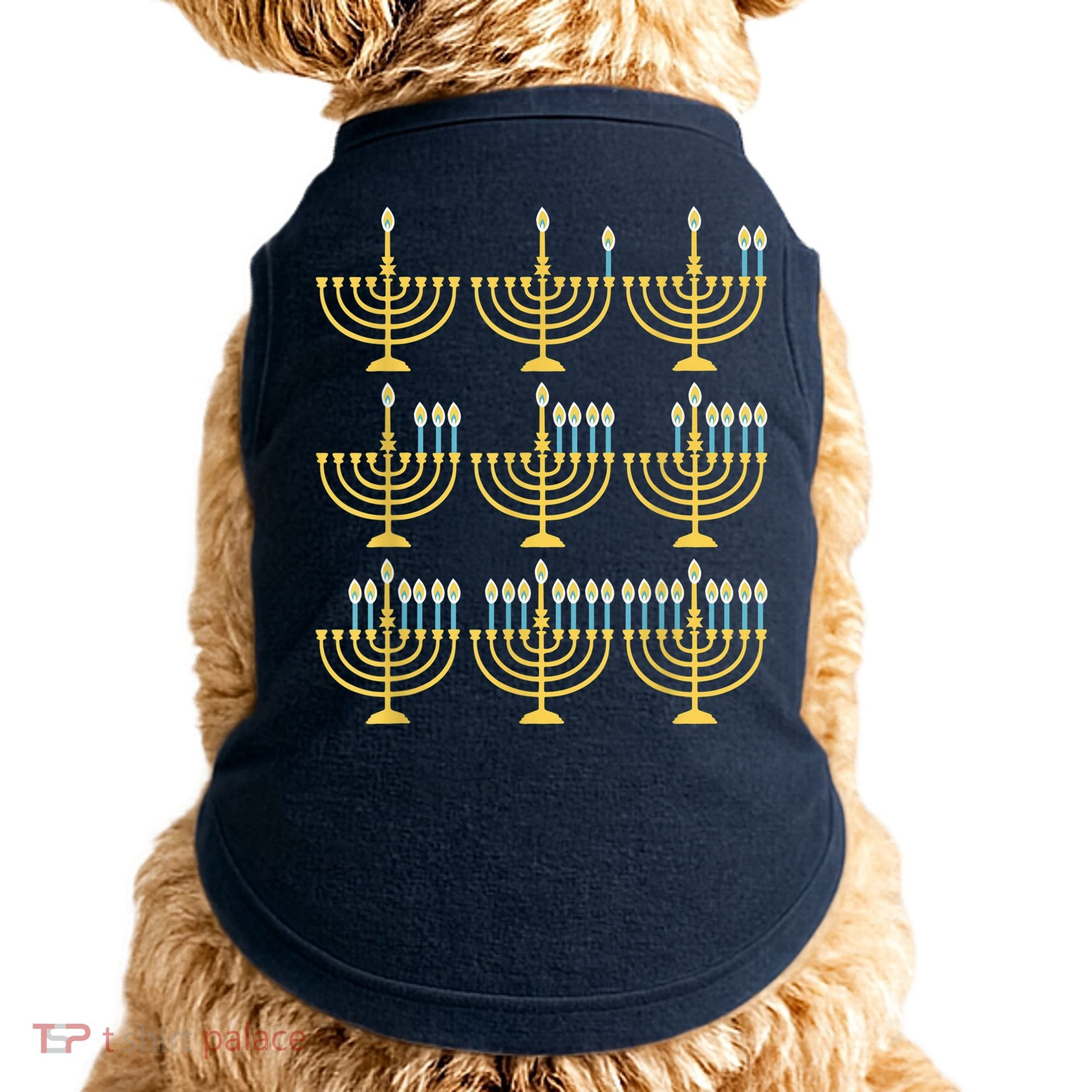 Menorah Hanukkah Challah Days Funny Pajama Family Matching Doggie Tank
