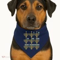 Menorah Hanukkah Challah Days Funny Pajama Family Matching USA-Made Doggie Bandana thumb 1