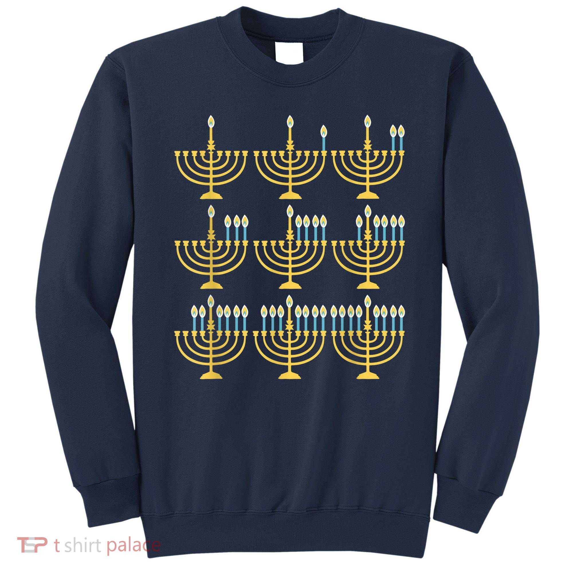 Menorah Hanukkah Challah Days Funny Pajama Family Matching Sweatshirt