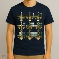 Menorah Hanukkah Challah Days Funny Pajama Family Matching T-Shirt thumb 3