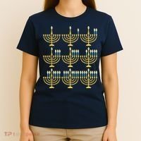 Menorah Hanukkah Challah Days Funny Pajama Family Matching T-Shirt thumb 4