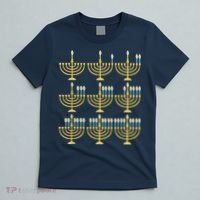 Menorah Hanukkah Challah Days Funny Pajama Family Matching T-Shirt thumb 5