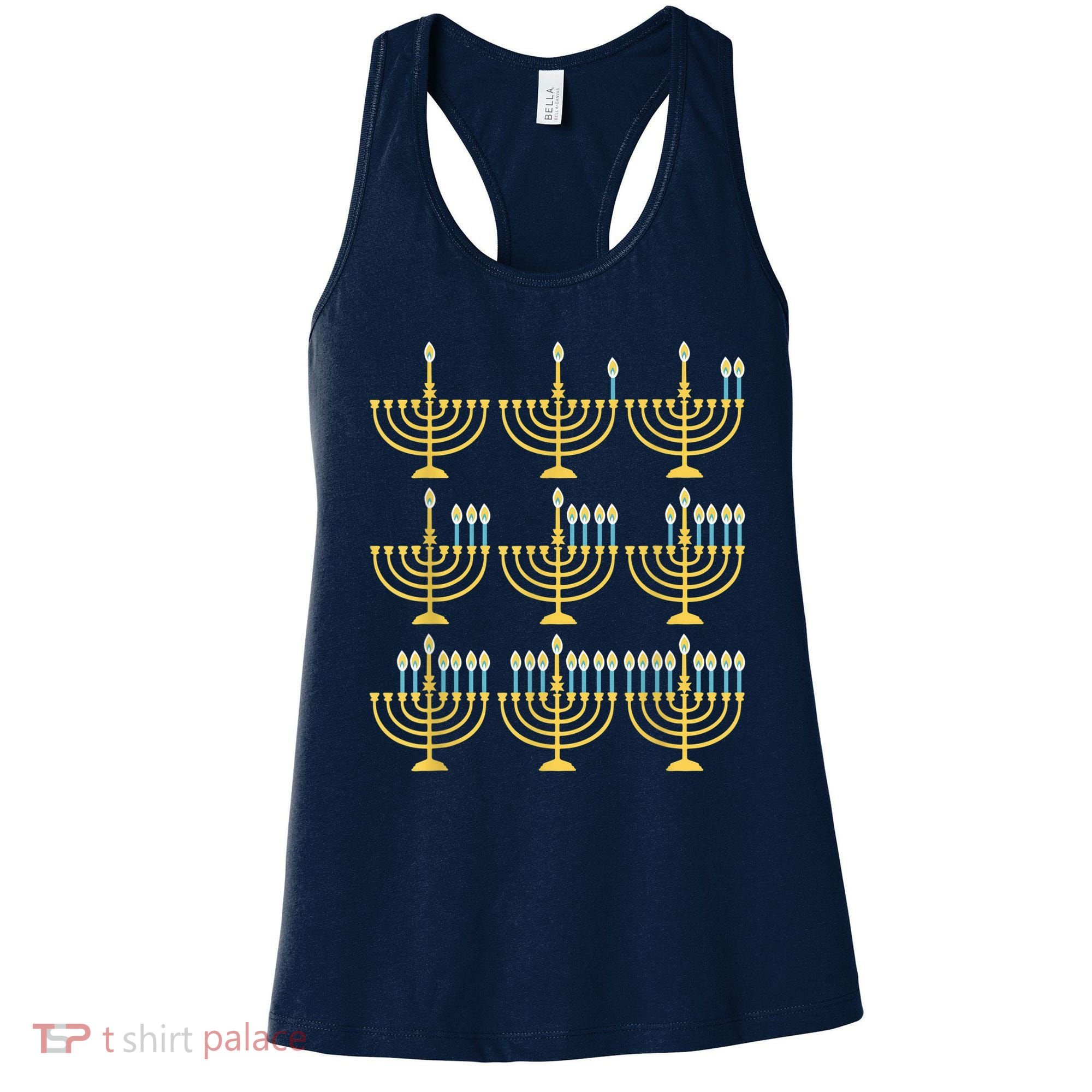 Menorah Hanukkah Challah Days Funny Pajama Family Matching Women's Tank Top