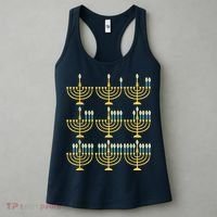 Menorah Hanukkah Challah Days Funny Pajama Family Matching Women's Tank Top thumb 3
