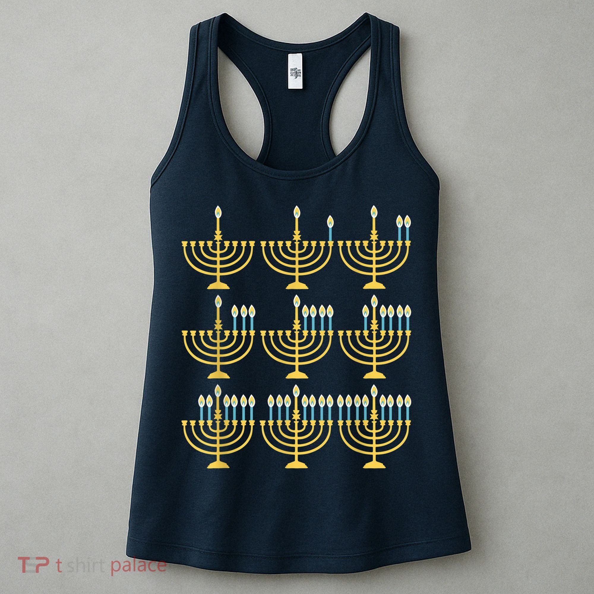 Menorah Hanukkah Challah Days Funny Pajama Family Matching Women's Tank Top
