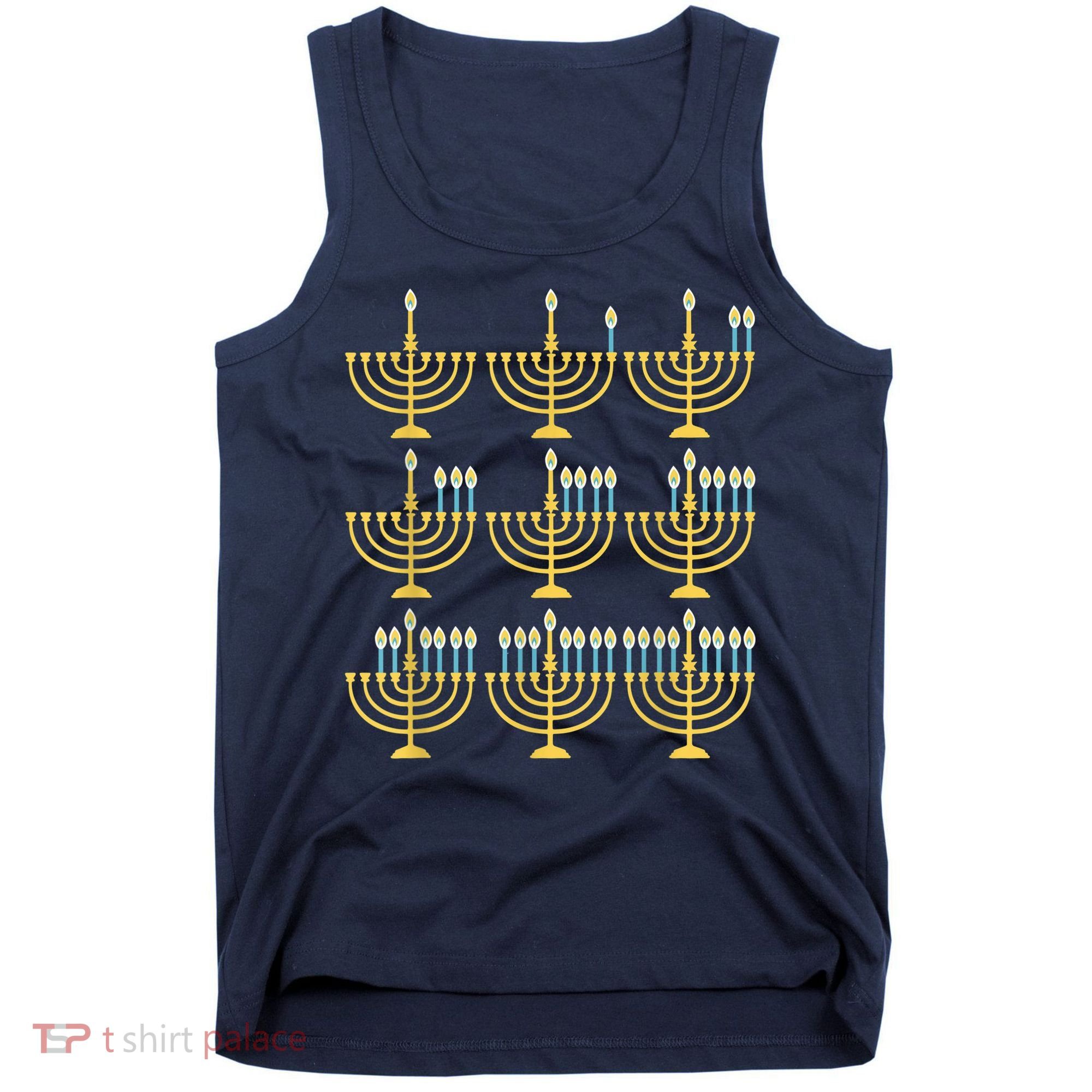 Menorah Hanukkah Challah Days Funny Pajama Family Matching Tank Top