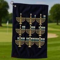 Menorah Hanukkah Challah Days Funny Pajama Family Matching Golf Towel thumb 1