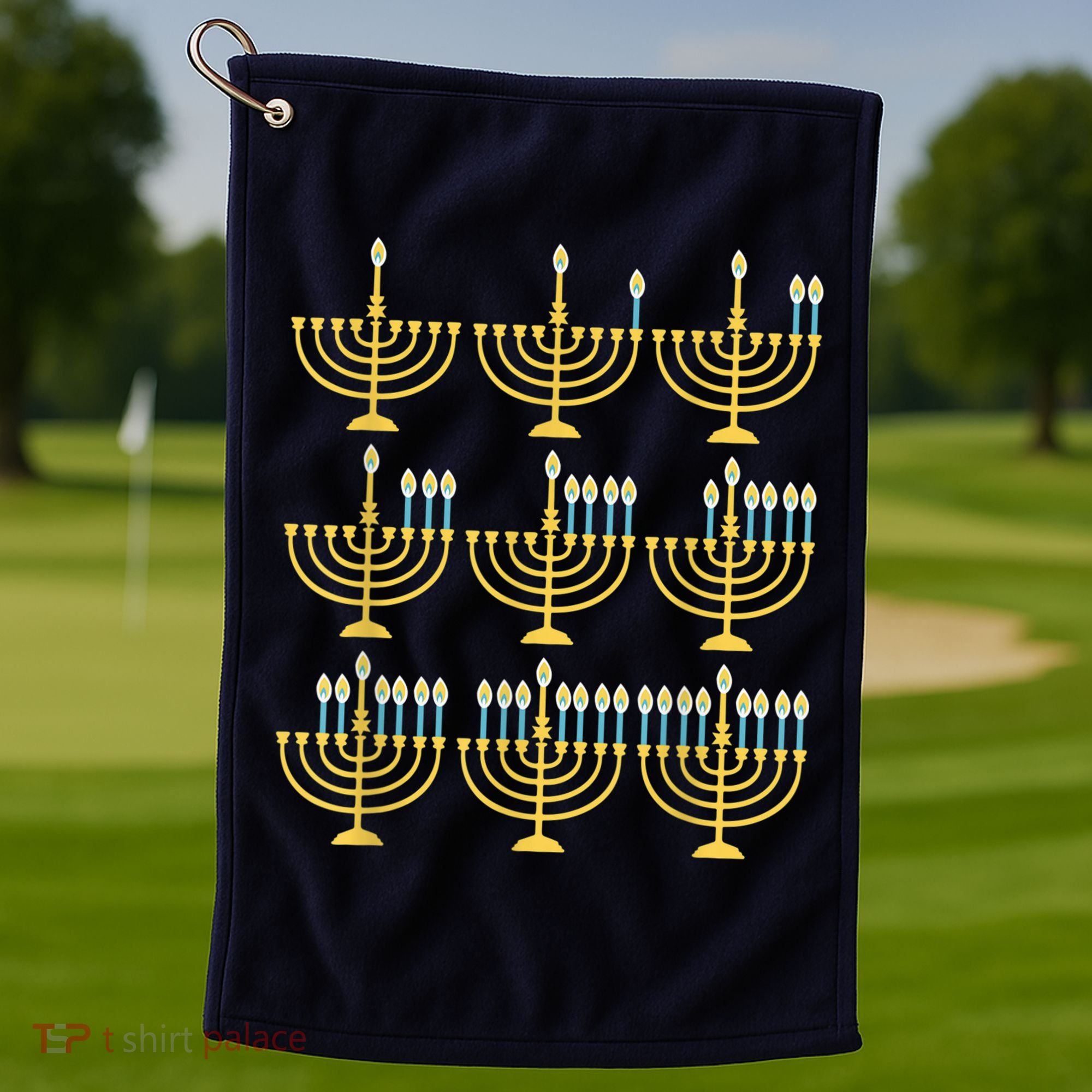 Menorah Hanukkah Challah Days Funny Pajama Family Matching Golf Towel