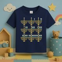 Menorah Hanukkah Challah Days Funny Pajama Family Matching Toddler T-Shirt thumb 3