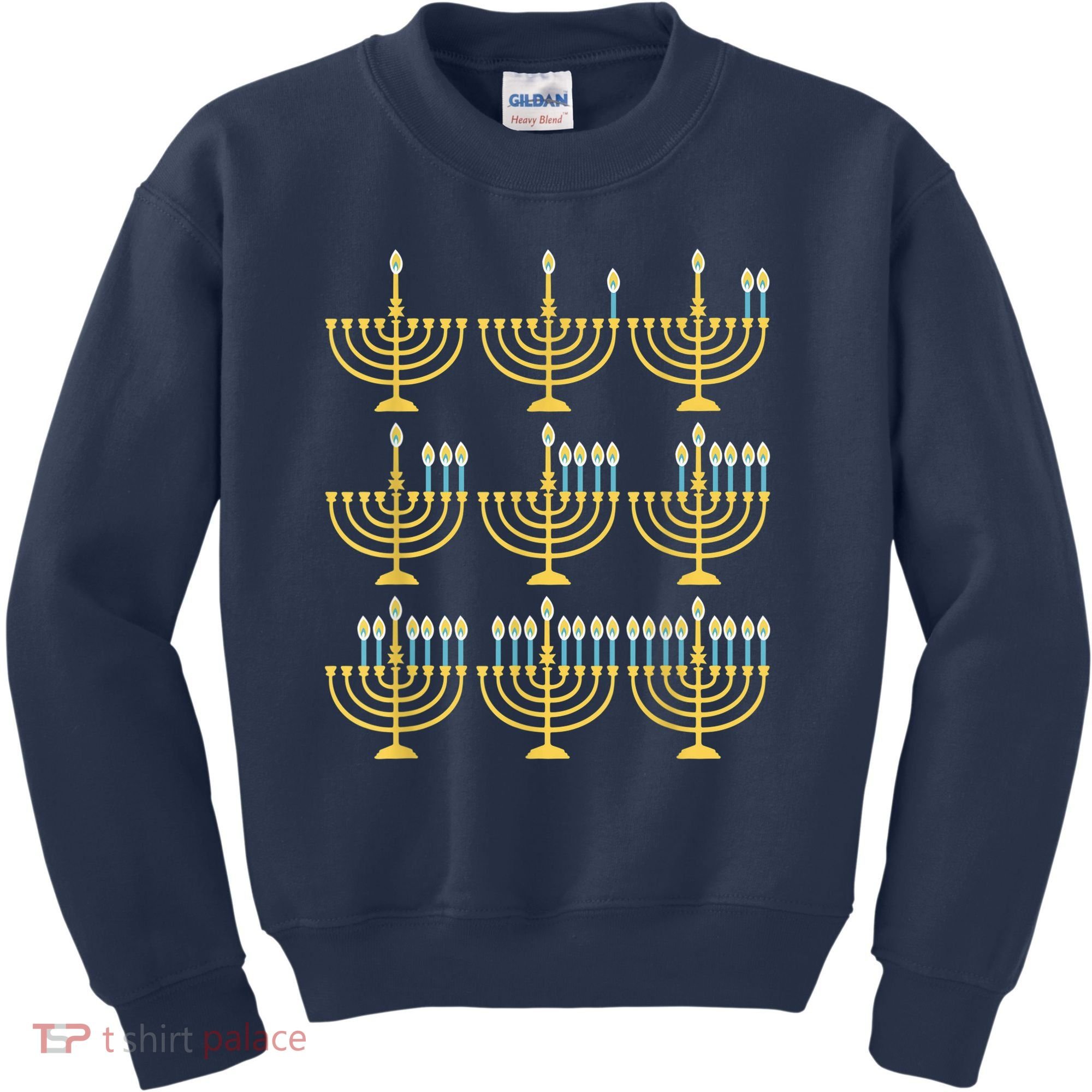 Menorah Hanukkah Challah Days Funny Pajama Family Matching Kids Sweatshirt
