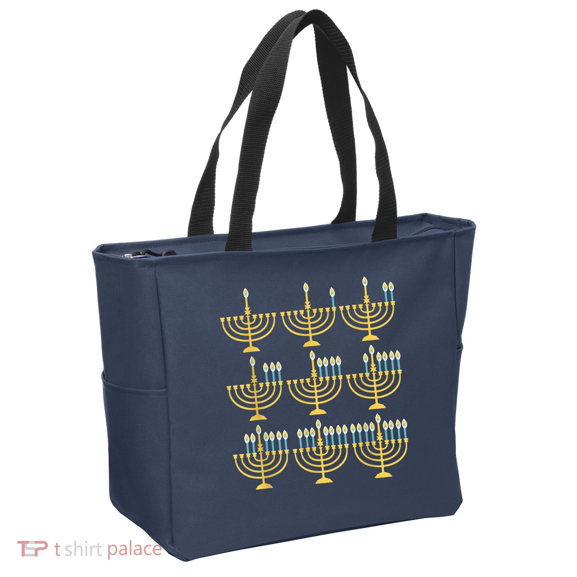 Menorah Hanukkah Challah Days Funny Pajama Family Matching Tote Bag
